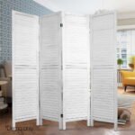 Artiss 4 Panel Room Divider Screen 163x170cm Louver White - Image 6