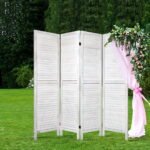 Artiss 4 Panel Room Divider Screen 163x170cm Louver White - Image 7