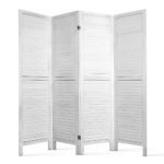 Artiss 4 Panel Room Divider Screen 163x170cm Louver White - Image 8