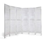 Artiss 6 Panel Room Divider Screen 245x170cm Louver White - Image 4