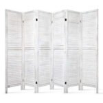 Artiss 6 Panel Room Divider Screen 245x170cm Louver White - Image 8