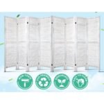 Artiss 8 Panel Room Divider Screen 326x170cm Louver White - Image 4