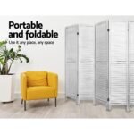 Artiss 8 Panel Room Divider Screen 326x170cm Louver White - Image 6