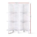 Artiss 4 Panel Room Divider Screen 163x170cm Shelf White - Image 2
