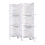 Artiss 4 Panel Room Divider Screen 163x170cm Shelf White - Image 8