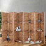 Artiss 8 Panel Room Divider Screen 326x170cm Shelf Oak