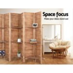 Artiss 8 Panel Room Divider Screen 326x170cm Shelf Oak - Image 4