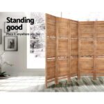 Artiss 8 Panel Room Divider Screen 326x170cm Shelf Oak - Image 5