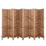 Artiss 8 Panel Room Divider Screen 326x170cm Shelf Oak - Image 8