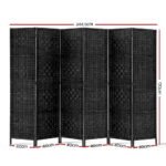 Artiss 6 Panel Room Divider Screen 245x170cm Woven Black - Image 2