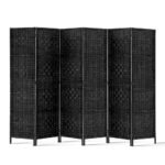 Artiss 6 Panel Room Divider Screen 245x170cm Woven Black - Image 3