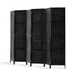 Artiss 6 Panel Room Divider Screen 245x170cm Woven Black - Image 4