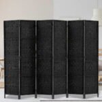Artiss 6 Panel Room Divider Screen 245x170cm Woven Black - Image 7
