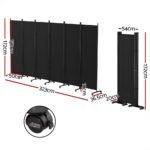 Artiss 6 Panel Room Divider Screen 323cm Wheel Fabric Black - Image 2