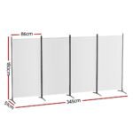 Artiss 4 Panel Room Divider Screen 345x180cm Fabric White - Image 2