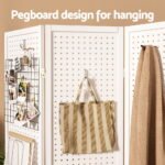 Artiss 4 Panel Room Divider Screen 164x170cm Pegboard White - Image 5