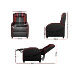 Artiss Recliner Chair Gaming Chair Leather Black Serik - Image 2