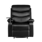 Artiss Recliner Chair Leather Black Tray Table Erika - Image 3