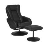 Artiss 2X Recliner Chair Ottoman Heated Massage Black - Image 3