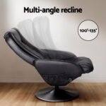 Artiss 2X Recliner Chair Ottoman Heated Massage Black - Image 4