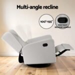 Artiss Recliner Armchair 360� Swivel Grey Fabric - Image 4