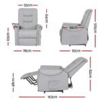 Artiss Recliner Chair Lift Assist Chair Leather Grey - Image 2