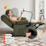 Artiss Recliner Chair Heated Massage Chair with Phone Holder Velvet - Image 5