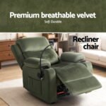 Artiss Recliner Chair Heated Massage Chair with Phone Holder Velvet - Image 6