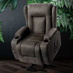Artiss Recliner Chair Lift Assist Heated Massage Chair Velvet Rukwa - Image 7