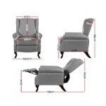 Artiss Recliner Armchair Grey Fabric Domini - Image 2