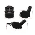Artiss Recliner Chair Leather Black Cissy - Image 2
