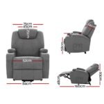 Artiss Recliner Chair Lift Assist Heated Massage Chair Velvet Milio - Image 2