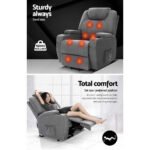 Artiss Recliner Chair Lift Assist Heated Massage Chair Velvet Milio - Image 5