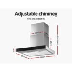 Devanti 600mm Range Hood 60cm Rangehood Glass Stainless Steel - Image 2