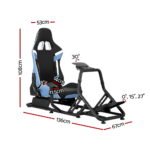 Artiss Racing Simulator Cockpit Steering Wheel Gaming Chair Blue - Image 2