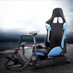 Artiss Racing Simulator Cockpit Steering Wheel Gaming Chair Blue - Image 7