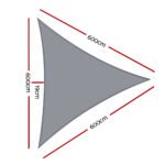 Instahut Shade Sail 6x6x6m Triangle 280GSM 98% Grey Shade Cloth - Image 2