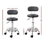 Artiss 2x Salon Stool Swivel Chair Backrest Black - Image 2