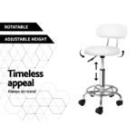 Artiss 2x Salon Stool Swivel Chair Backrest White - Image 4