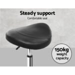 Artiss 2x Salon Stool Saddle Swivel Chair Black - Image 5