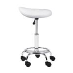 Artiss 2x Salon Stool Saddle Swivel Chair White - Image 3