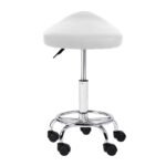 Artiss 2x Salon Stool Saddle Swivel Chair White - Image 4