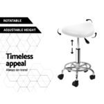Artiss 2x Salon Stool Saddle Swivel Chair White - Image 5