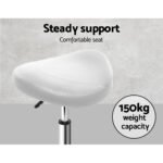 Artiss 2x Salon Stool Saddle Swivel Chair White - Image 6