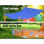Keezi Kids Sandpit Wooden Boat Sand Pit with Canopy Bench Seat Beach Toys 165cm - Image 5
