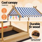Keezi Kids Sandpit Wooden Sandbox Sand Pit with Canopy Water Basin Toys 146cm - Image 4