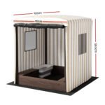 Keezi Kids Sandpit Wooden Sandbox Sand Pit with Canopy Window Water Basin 120cm - Image 2