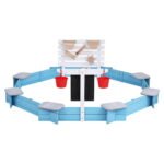 Keezi Kids Sandpit Wooden Round Sand Pit Funnel Bench Seat Beach Toys 215cm - Image 3