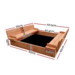 Keezi Kids Sandpit Wooden Sandbox Sand Pit Foldable Seat Outdoor Beach Toys 90cm - Image 2