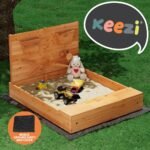 Keezi Kids Sandpit Wooden Sandbox Sand Pit with Cover Funnel Outdoor Toys 120cm - Image 5